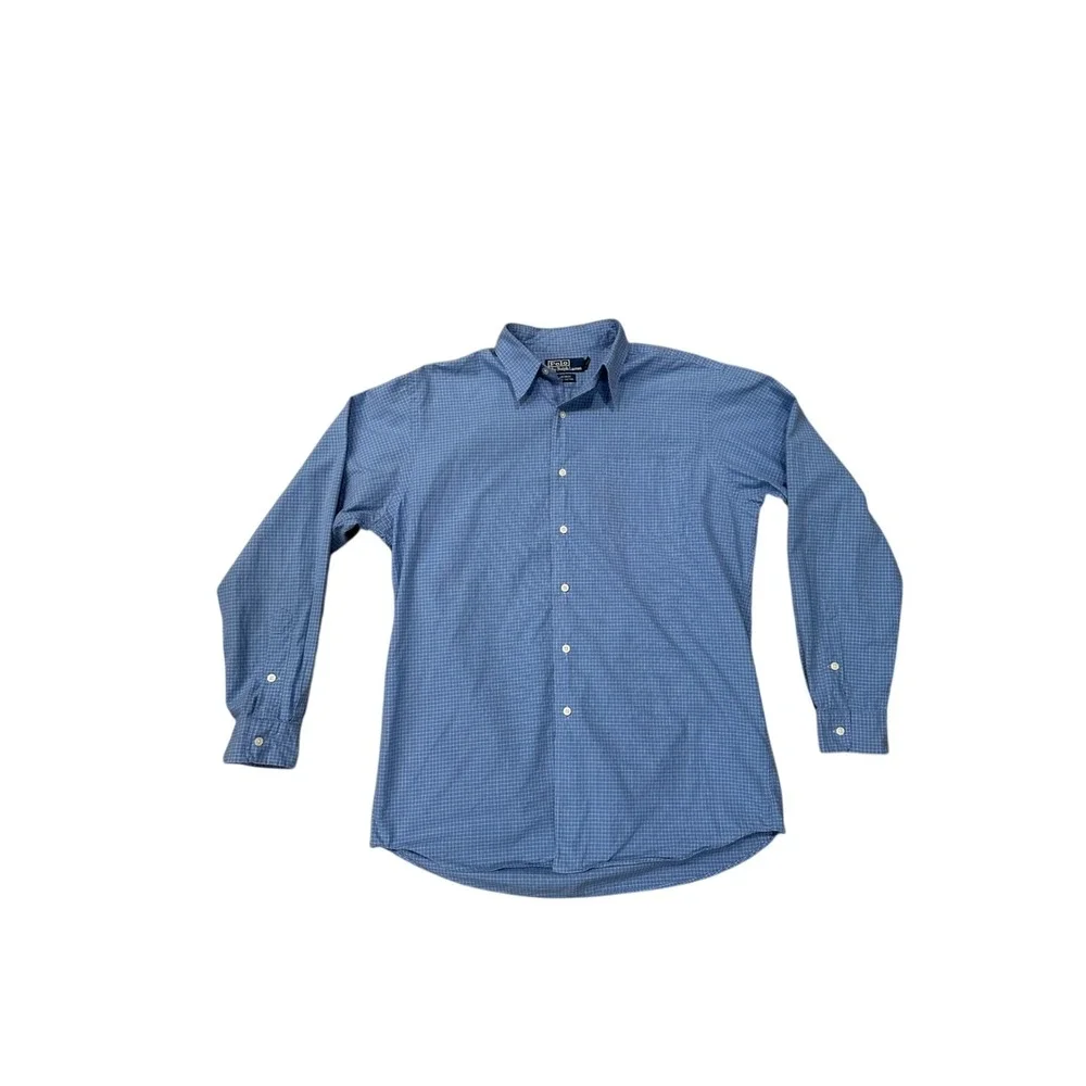 Polo Ralph Lauren Merrin Blue Check Button Down‎ Shirt Mens Medium 100% Cotton